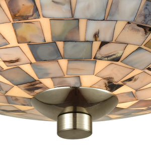Elk Home Capri Flush Mount - 2-Light in Satin Nickel Finish, with Gray Capiz Shells, Dimmer Compatible