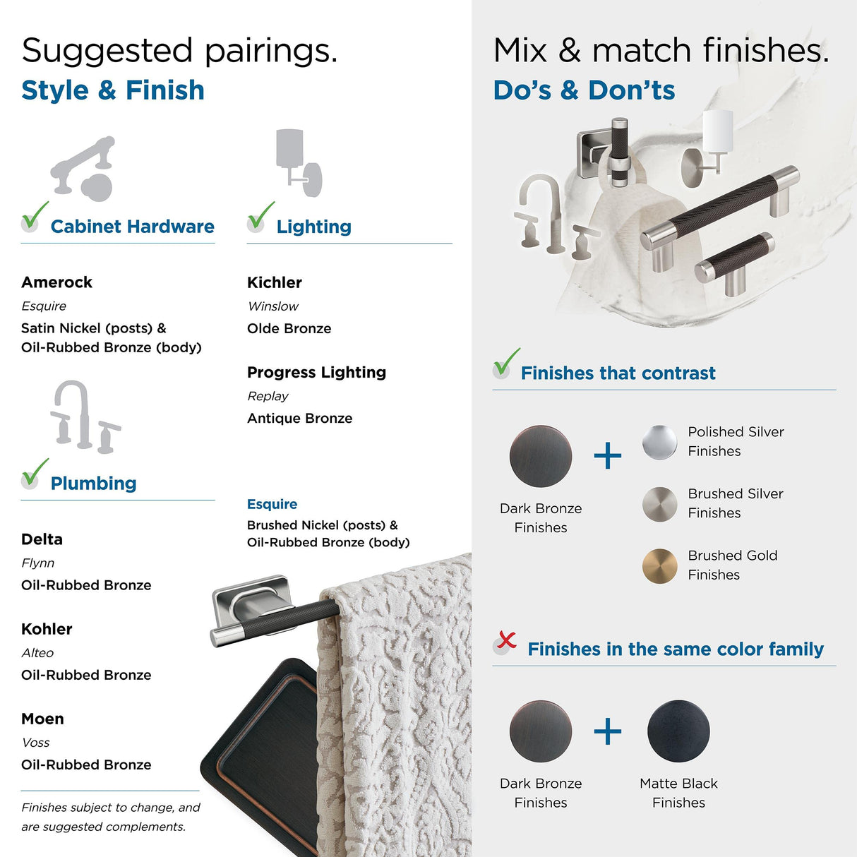 Amerock BH26612G10ORB Brushed Nickel/Oil-Rubbed Bronze Towel Ring 5-1/4 in (133 mm) Towel Holder Esquire Hand Towel Holder for Bathroom Wall Small Kitchen Towel Holder Bath Accessories
