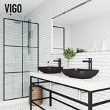 VIGO Sottile 18.125 inch L x 13 inch W Over the Counter Freestanding MatteShellTM Rectangular Vessel Bathroom Sink in Black - Sink for Bathroom VG07110