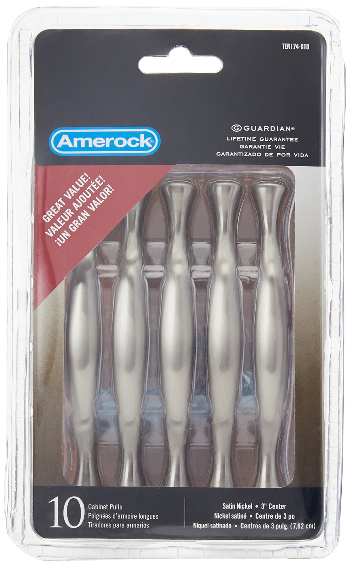 Amerock Cabinet Pull Satin Nickel 3 inch (76 mm) Center to Center Everyday Heritage 10 Pack Drawer Pull Drawer Handle Cabinet Hardware