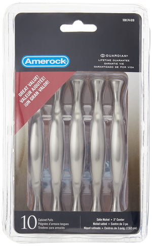 Amerock Cabinet Pull Satin Nickel 3 inch (76 mm) Center to Center Everyday Heritage 10 Pack Drawer Pull Drawer Handle Cabinet Hardware