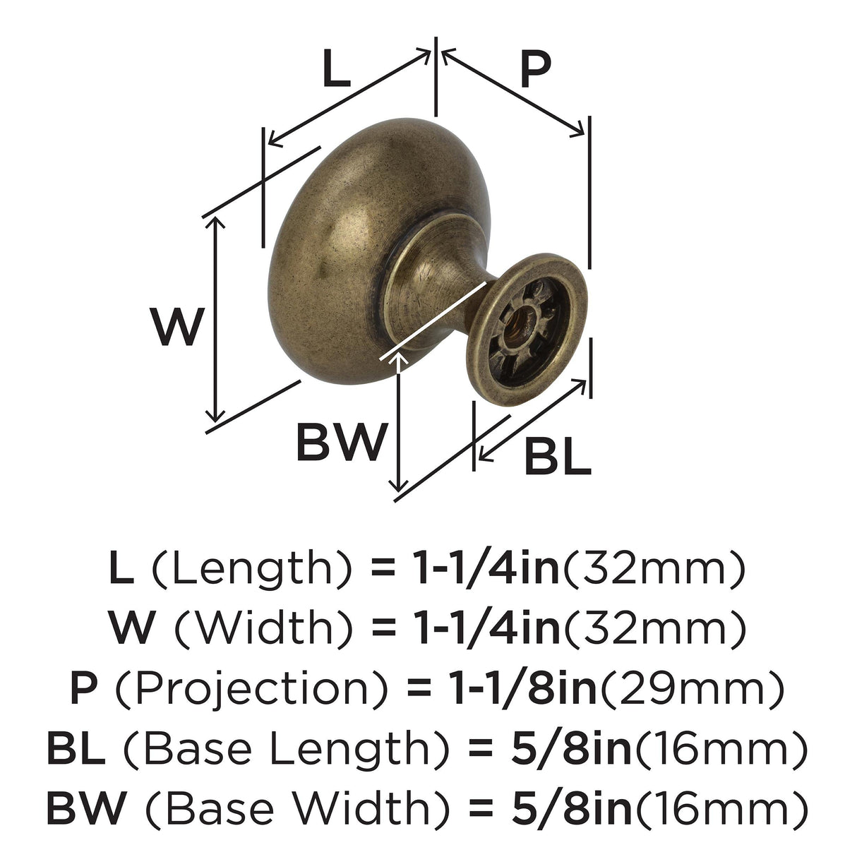 Amerock Cabinet Knob Burnished Brass 1-1/4 inch (32 mm) Diameter Edona 1 Pack Drawer Knob Cabinet Hardware