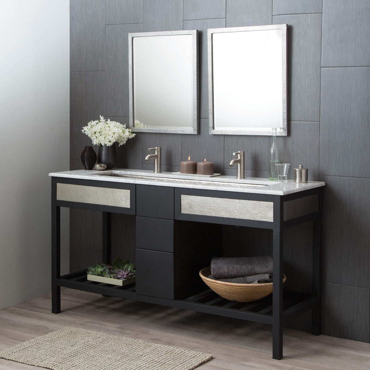 Native Trails MR520 Divinity Rectangular Wall Mirror, Small, Hammered Aluminum