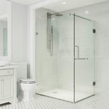 VIGO VG6012BNCL36 34.0" -46.0" W -73.38" H Frameless Hinged Rectangle Shower Enclosure with Clear 0.38" Tempered Glass and Stainless Steel Hardware in Brushed Nickel Finish with Reversible Handle