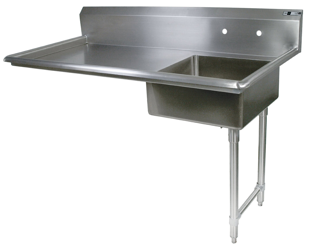 John Boos EDTS8-S30-50UCR E Series Stainless Steel Undercounter Dishtable, 8" Deep Sink Bowl, 50" Length by 30" Width, Right Hand Side Table