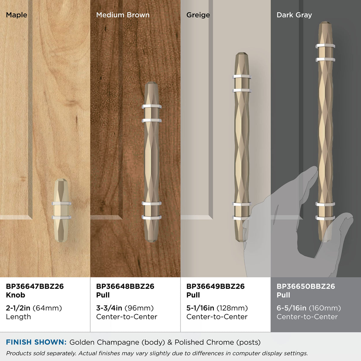 Amerock Cabinet Pull Golden Champagne/Polished Chrome 6-5/16 inch (160 mm) Center-to-Center London 1 Pack Drawer Pull Drawer Handle Cabinet Hardware