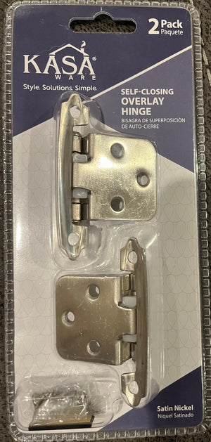 KasaWare KFHI-A-SN2 3/8" Self-closing Inset Hinge, 2-pack
