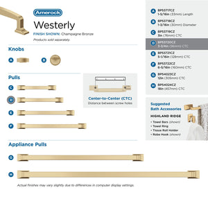 Amerock Cabinet Pull Champagne Bronze 3-3/4 in (96 mm) Center-to-Center Drawer Pull Westerly Kitchen and Bath Hardware Furniture Hardware