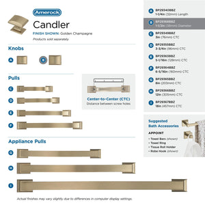 Amerock Cabinet Knob Golden Champagne 1-1/2 inch (38 mm) Length Candler 1 Pack Drawer Knob Cabinet Hardware