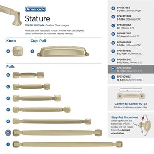 Amerock BP37400BBZ Golden Champagne Cabinet Pull 10-1/16 in (256 mm) Center-to-Center Cabinet Handle Stature Drawer Pull Kitchen Cabinet Handle Furniture Hardware