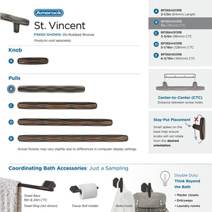 Amerock Cabinet Pull Oil Rubbed Bronze 3 inch (76 mm) Center to Center St. Vincent 1 Pack Drawer Pull Drawer Handle Cabinet Hardware