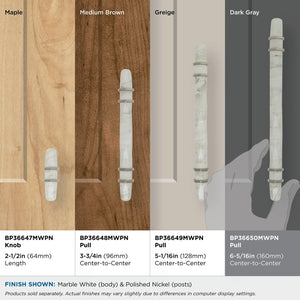 Amerock Cabinet Pull Marble White/Polished Nickel  6-5/16 inch (160 mm) Center to Center Carrione 1 Pack Drawer Pull Drawer Handle Cabinet Hardware