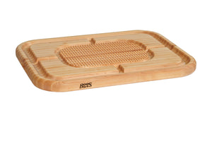 John Boos MN2418150-SM Block Carving Collection Pyramid Design Reversible Maple Cutting Board with Juice Groove, 24 Inches x 18 1.5 24X18X1.5 MPL-EDGE GR-REV-MAYAN