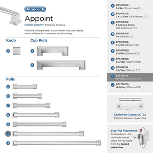 Amerock BP3736126 Polished Chrome Cabinet Pull 10-1/16 in (256 mm) Center-to-Center Cabinet Handle Appoint Drawer Pull Kitchen Cabinet Handle Furniture Hardware