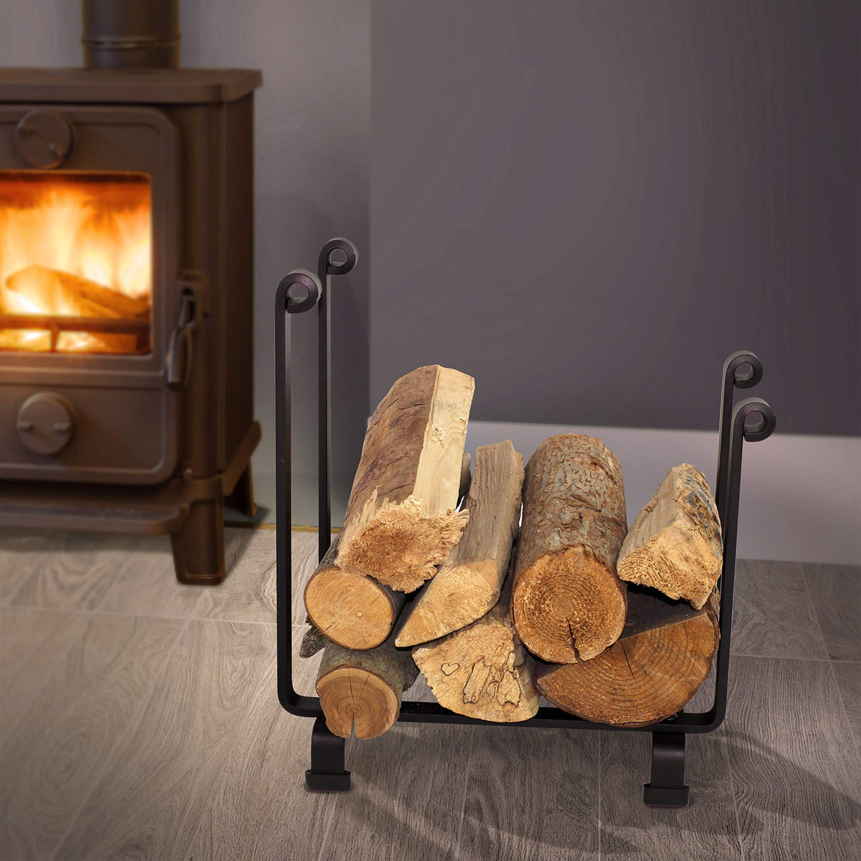 Enclume LR7LB BK Indoor/Outdoor Hearth Fireplace Log Rack BK