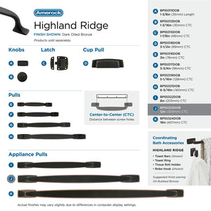 Amerock Appliance Pull Dark Oiled Bronze 12 inch (305 mm) Center to Center Highland Ridge 1 Pack Drawer Pull Drawer Handle Cabinet Hardware