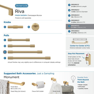 Amerock Cabinet Pull Champagne Bronze 5-1/16 in (128 mm) Center-to-Center Drawer Pull Riva Kitchen and Bath Hardware Furniture Hardware