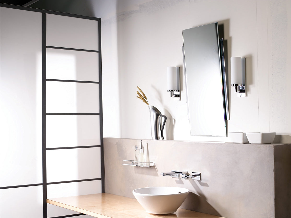 Ginger Surface 12" Tempered Glass Bathroom Shelf with Towel Bar - 2819RT-12/PC - Polished Chrome