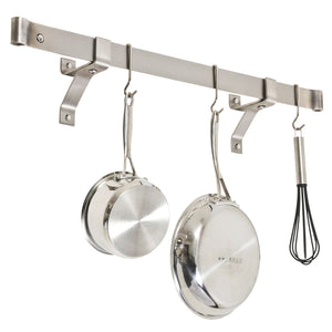 Enclume WB4/RB36 SS SET 36" Rolled End Bar w/ 4" Wall Brackets & 6 Hooks SS