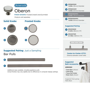 Amerock Cabinet Knob Gunmetal/Frosted 1-3/8 inch (35 mm) Diameter Oberon 1 Pack Drawer Knob Cabinet Hardware
