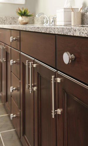 Amerock Cabinet Knob Satin Nickel/Frosted 1-3/8 inch (35 mm) Diameter Oberon 1 Pack Drawer Knob Cabinet Hardware