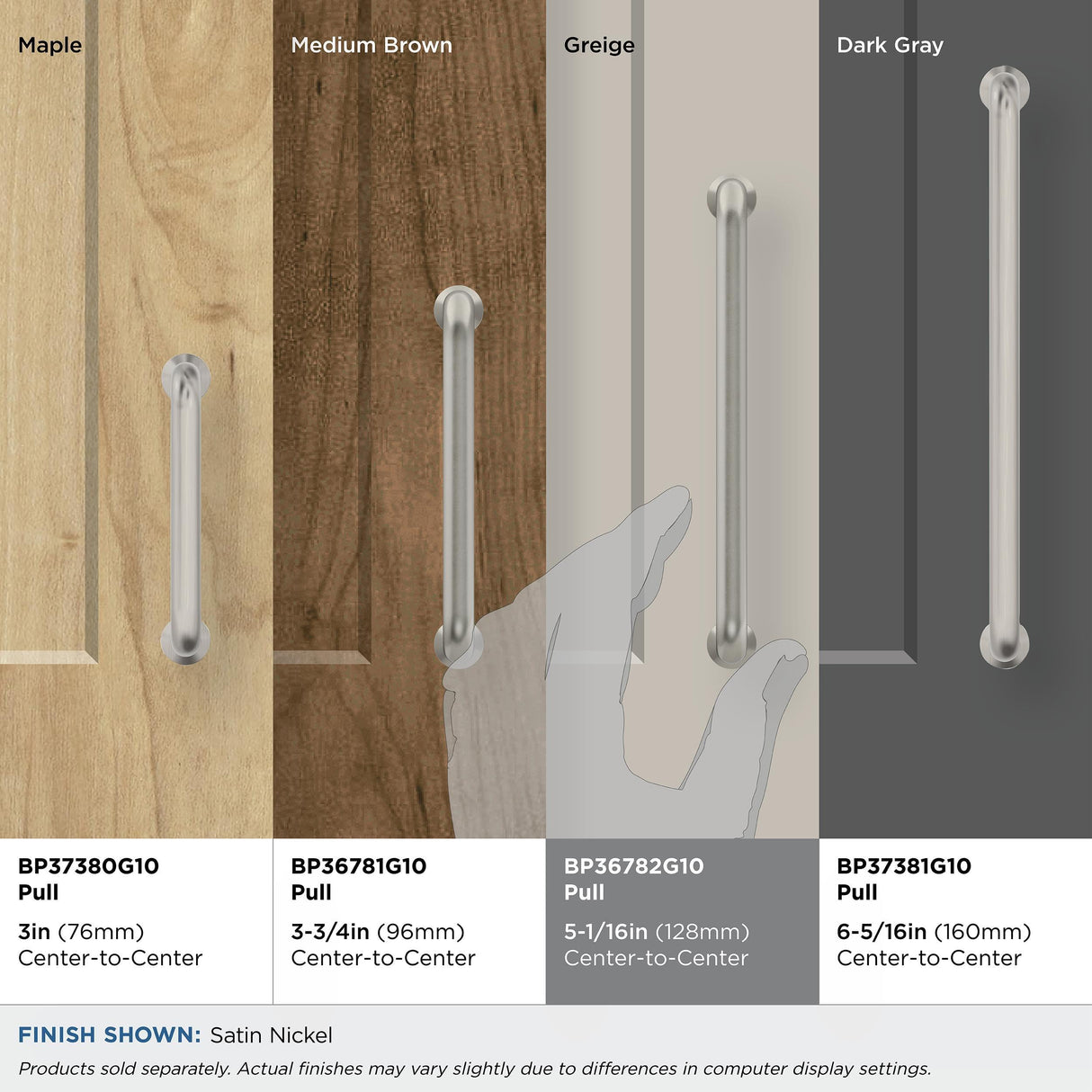 Amerock Cabinet Pull Satin Nickel 5-1/16 inch (128 mm) Center-to-Center Factor 1 Pack Drawer Pull Cabinet Handle Cabinet Hardware