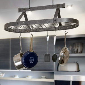 Enclume PR16BWG HS 36" Oval Ceiling Pot Rack w/ 18 Hooks HS