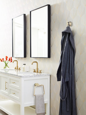 Amerock BH36042BBZ Golden Champagne Towel Ring 5-9/16 in (141 mm) Length Towel Holder St. Vincent Hand Towel Holder for Bathroom Wall Small Kitchen Towel Holder Bath Accessories