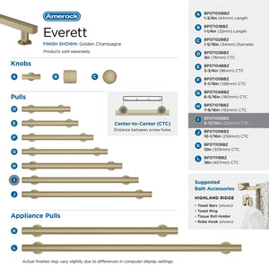 Amerock BP37108BBZ Everett 8-13/16 in (224 mm) Center-to-Center Golden Champagne Cabinet Pull Kitchen Cabinet Hardware Furniture Hardware Bathroom Drawer Handle