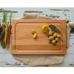 John Boos BBQBD Large Maple Wood Cutting Board for Kitchen Prep, 18” x 12” 1.5” Thick, Hand Grip, Juice Groove, Charcuterie, Reversible Block 18X12X1.5 MPL-EDGE GR-REV-GRV-GRIPS