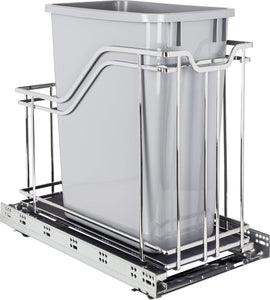 Hardware Resources SWS-MBMS35GPC Single 35 Quart Polished Chrome STORAGE WITH STYLE® Metal Soft-close Trashcan Pullout