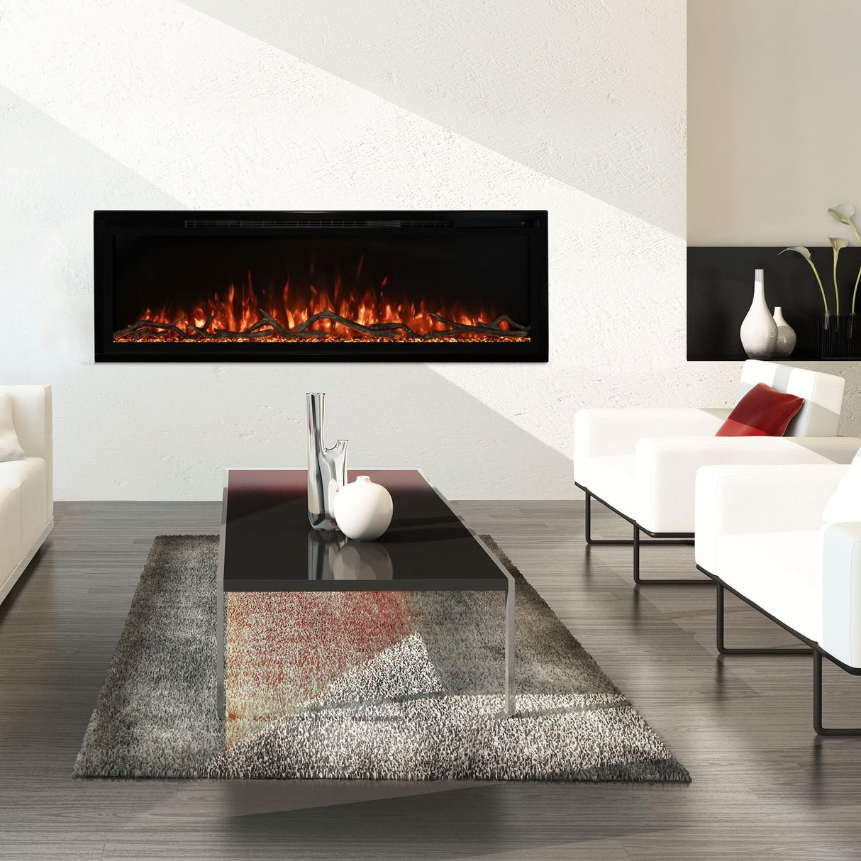 Modern Flames Spectrum Slimline Reliable Electric Fireplace | Customizable Hybrid-FX Flame LED Light Ambience | Remote Controlled | 74 Inch