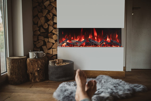 Amantii TRV-85-BESPOKE Tru View Bespoke - 85" Indoor / Outdoor 3 Sided Electric Fireplace Featuring a 20" Height, WiFi Compatibility, Bluetooth Connectivity, Multi Function Remote, and a Selection of Media Options