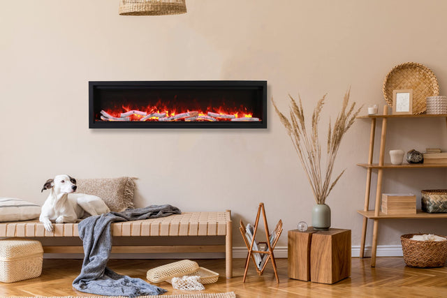 Amantii SYM-50-BESPOKE Symmetry Bespoke - 50" Indoor / Outdoor Electric Built In Fireplace featuring, WiFi Compatibilty & Bluetooth Connectivity, MultiFunction Remote, and a Selection of Media Options