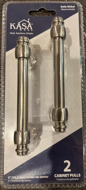 KasaWare K2083SN-2 4" Overall Length Beveled Edge Bar Pull, 2-pack