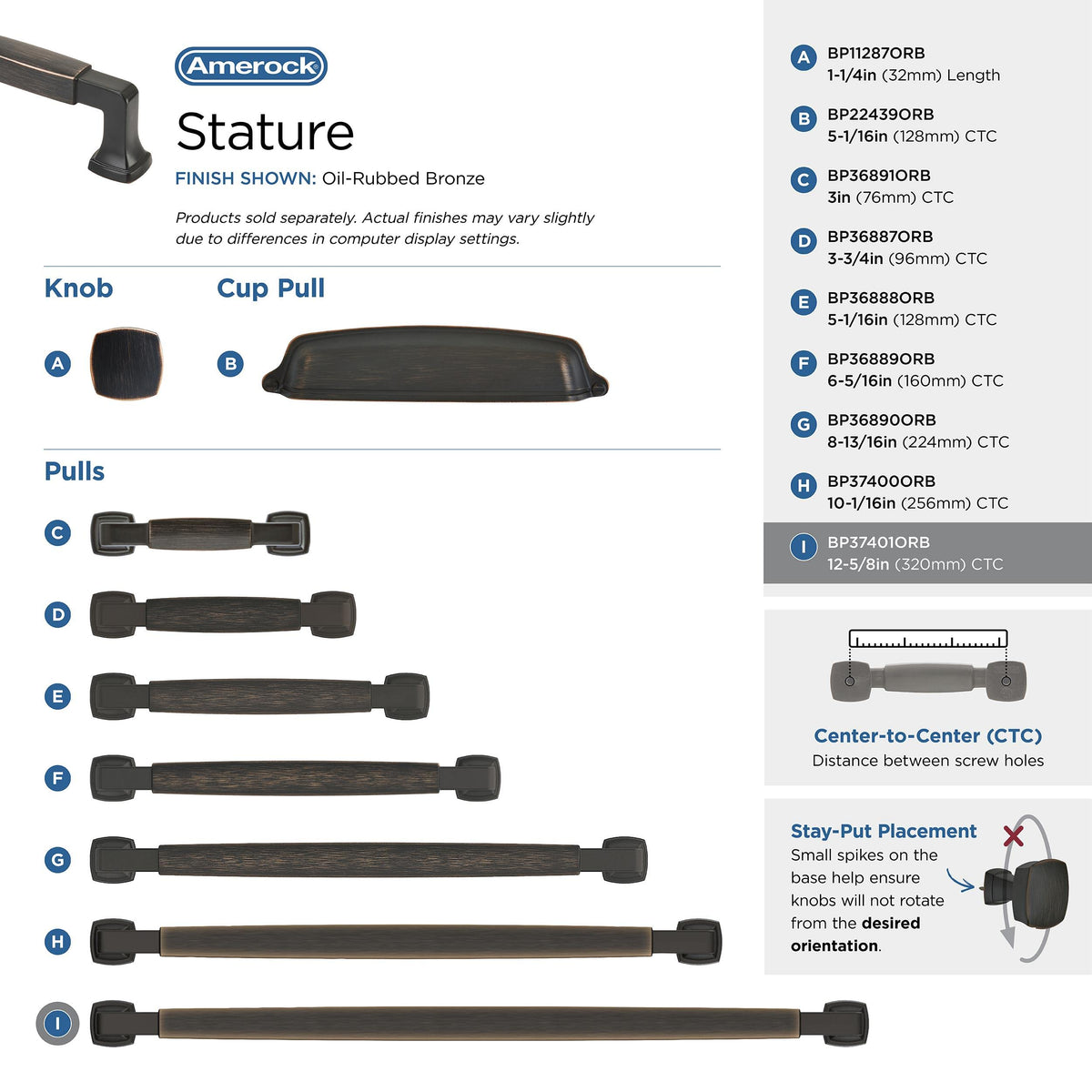 Amerock BP37401ORB Oil Rubbed Bronze Cabinet Pull 12-5/8 in (320 mm) Center-to-Center Cabinet Handle Stature Drawer Pull Kitchen Cabinet Handle Furniture Hardware