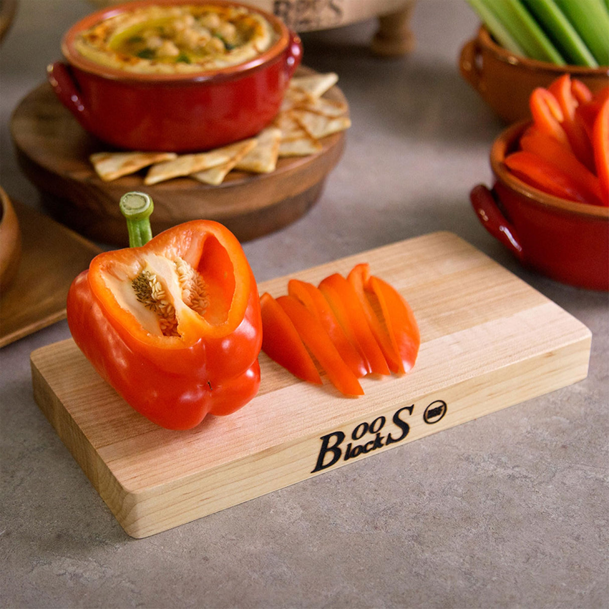 John Boos Chop-N-Slice Maple Wood Cutting Board for Kitchen Prep, 1" Thick, Small, Edge Grain, Rectangle Charcuterie Boos Block, 16" x 10", Reversible