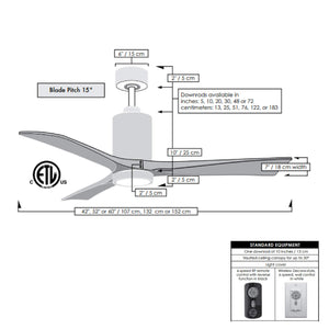 Matthews Fan PA3-WH-MWH-52 Patricia-3 three-blade ceiling fan in Gloss White finish with 52” solid matte white wood blades and dimmable LED light kit 
