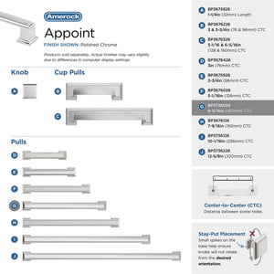 Amerock BP3736026 Polished Chrome Cabinet Pull 6-5/16 in (160 mm) Center-to-Center Cabinet Handle Appoint Drawer Pull Kitchen Cabinet Handle Furniture Hardware