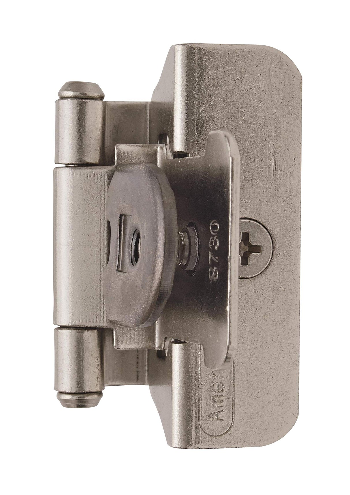 Amerock Double Demountable Cabinet Hinge 1/4 inch (6 mm) Overlay Hinge Satin Nickel (Pack of 2) Self-Closing Hinge Cabinet Door Hinge