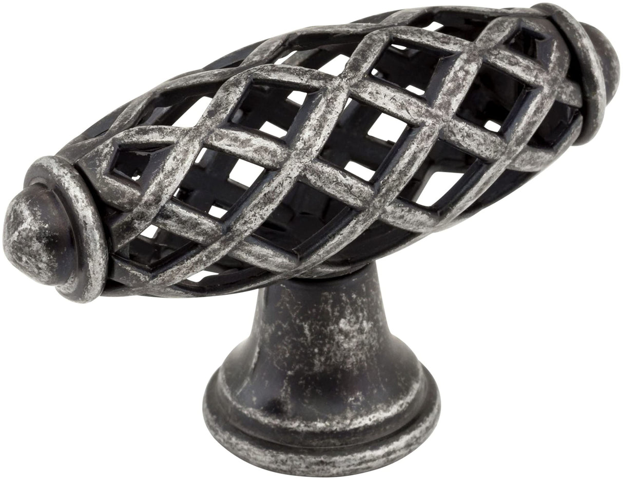 Jeffrey Alexander 749SIM 2-5/16" Overall Length Distressed Antique Silver Birdcage Tuscany Cabinet "T" Knob