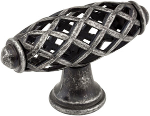 Jeffrey Alexander 749SIM 2-5/16" Overall Length Distressed Antique Silver Birdcage Tuscany Cabinet "T" Knob