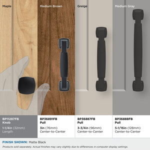 Amerock Cabinet Knob Matte Black 1-1/4 inch (32 mm) Length Stature 1 Pack Drawer Knob Cabinet Hardware