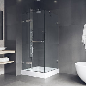 VIGO 36 in. x 36 in. x 79 in. Monteray Frameless Hinged Square Shower Enclosurewith Clear 0.38" Tempered Glass and Hardware in Chrome Finish with ReversibleHandle and Base - VG6011CHCL363W