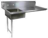 John Boos EDTS8-S30-60UCL E Series Stainless Steel Undercounter Dishtable, 8" Deep Sink Bowl, 60" Length by 30" Width, Left Hand Side Table