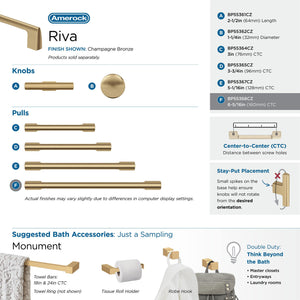 Amerock Cabinet Pull Champagne Bronze 6-5/16 in (160 mm) Center-to-Center Drawer Pull Riva Kitchen and Bath Hardware Furniture Hardware