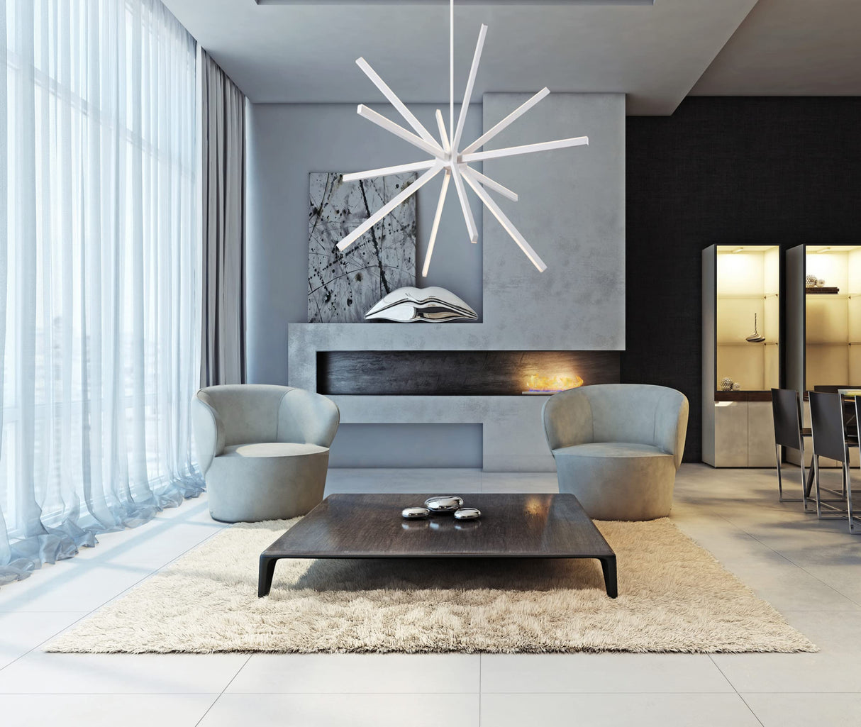 Kuzco CH14348-BN SIRIUS 48" CH Brushed Nickel 120V TRIAC/ELV LED 3000K 90CRI 48W