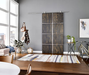 Hardware Resources BDH-05SS-72-R Barn Door Hardware Kit Contemporary Bar with Soft-close Stainless Steel 6 ft Length - Retail Packaged