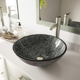 VIGO Titanium 16.5 inch Diameter Over the Counter Freestanding Matte Stone Round Vessel Bathroom Sink in Slate Grey - Sink for Bathroom VG07050