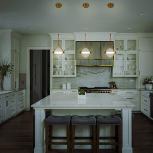 VONN Salerno VAP2141AB 9" Integrated LED Pendant Lighting Fixture with Glass Shade in Antique Brass